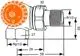 Thermostat-Ventilunterteil von IMI Hydronic Engineering in Winkeleck-Form, dargestellt mit Abmessungen und Anschlussdetails.
